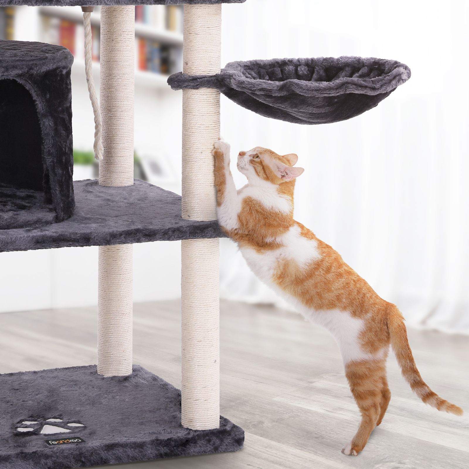 Cat Tree - Engineered Wood - Smoky Grey - Multi-Level with Scratching Posts