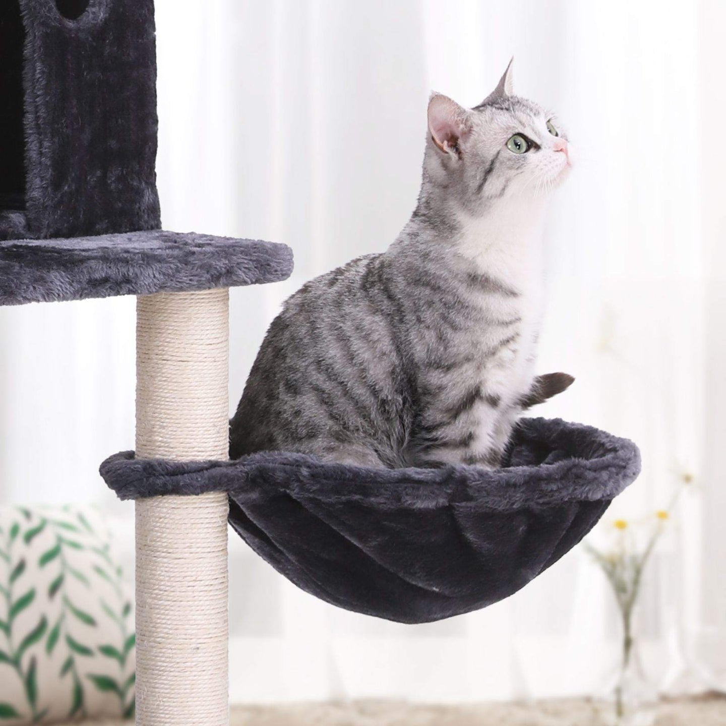 Cat Tree - Engineered Wood - Smoky Grey - Multi-Level with Scratching Posts