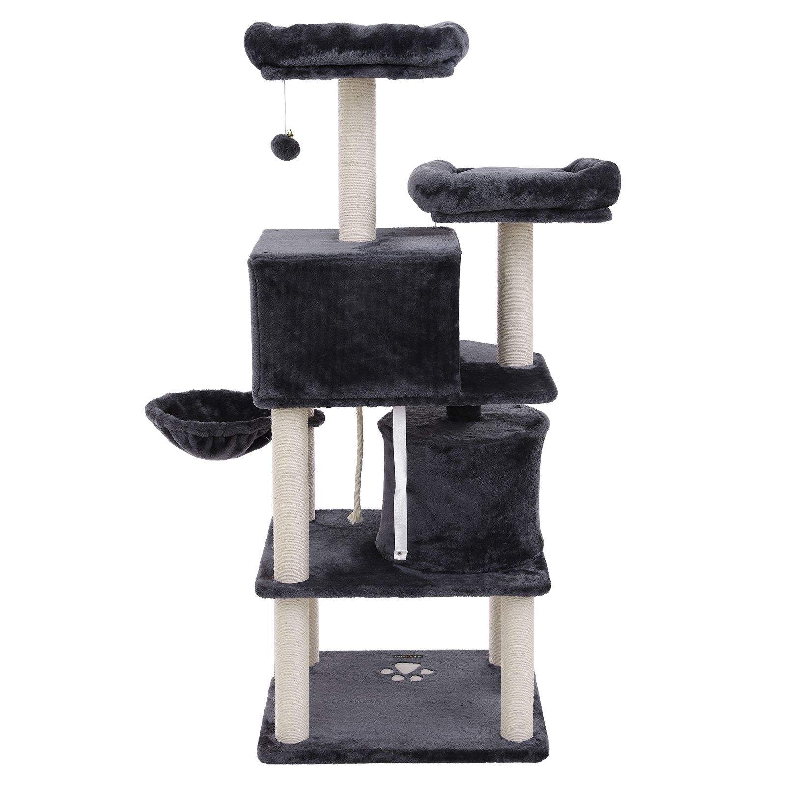 Cat Tree - Engineered Wood - Smoky Grey - Multi-Level with Scratching Posts