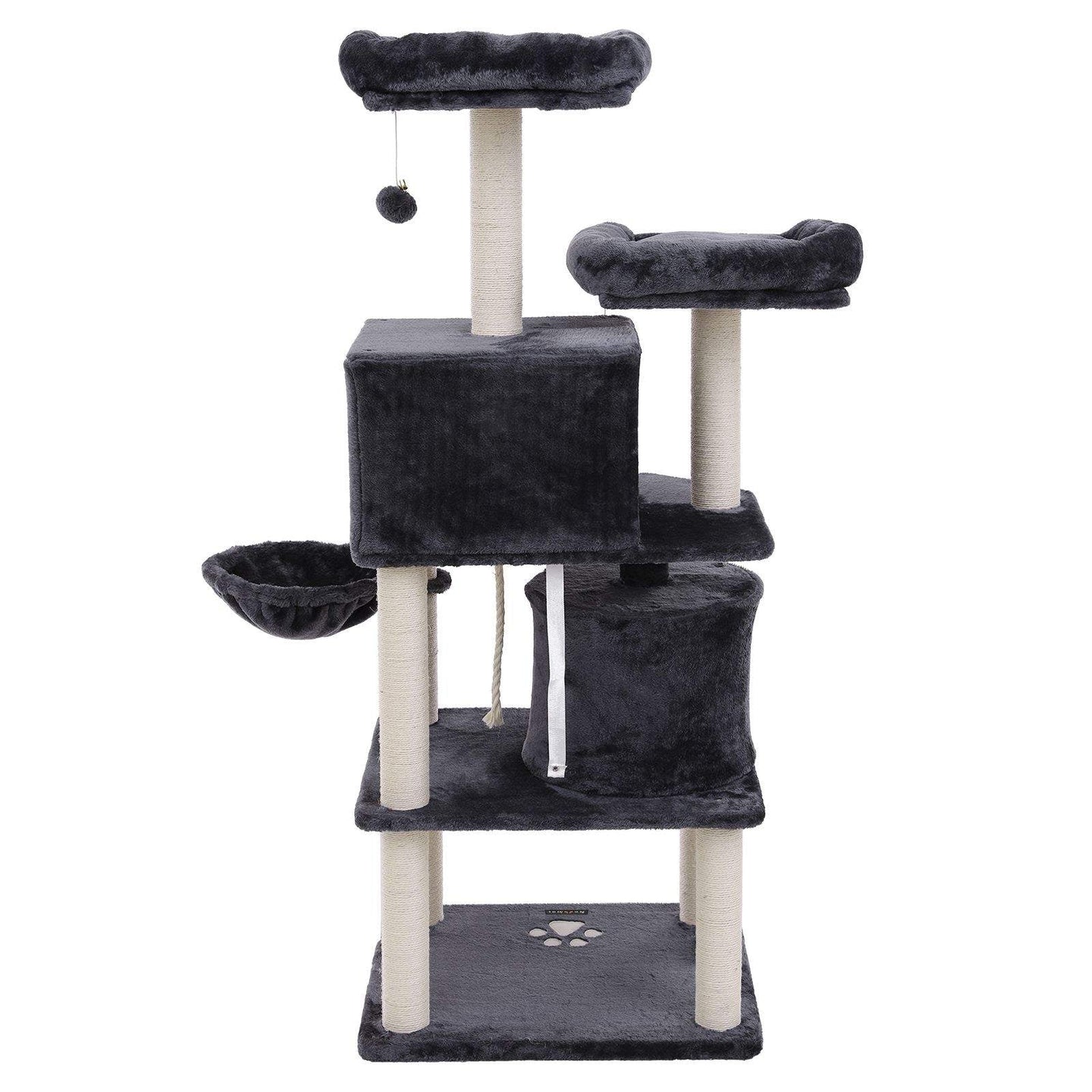 Cat Tree - Engineered Wood - Smoky Grey - Multi-Level with Scratching Posts