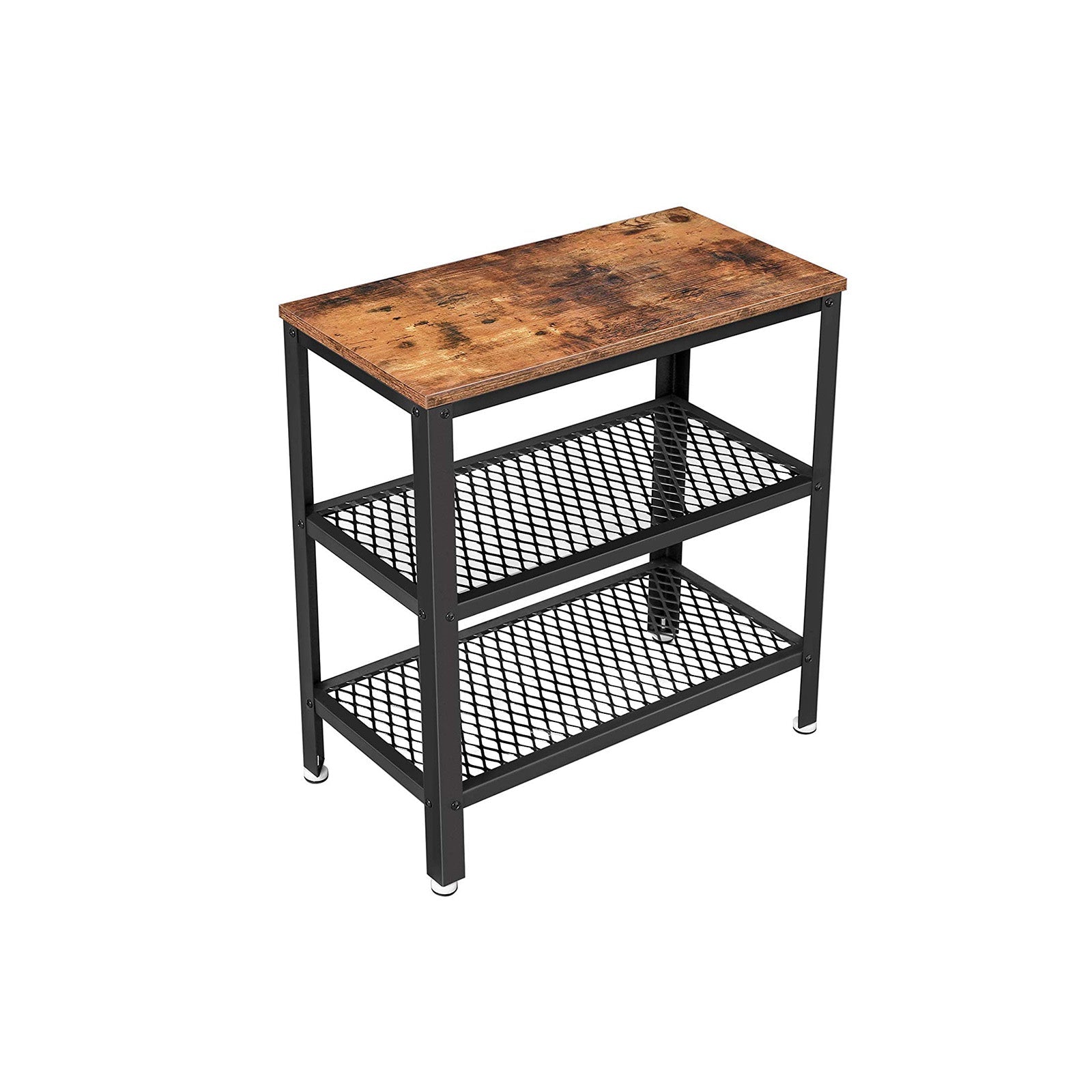 Side Table - Metal - Rustic Brown - Double Mesh Shelves