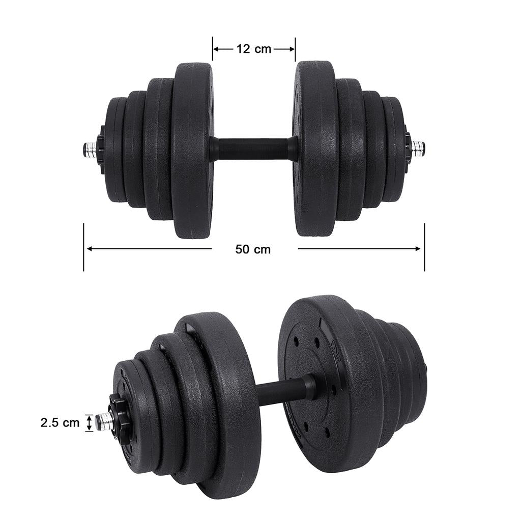 Dumbbell Set - Metal - Black - Total 40 kg for Home and Gym Fitness
