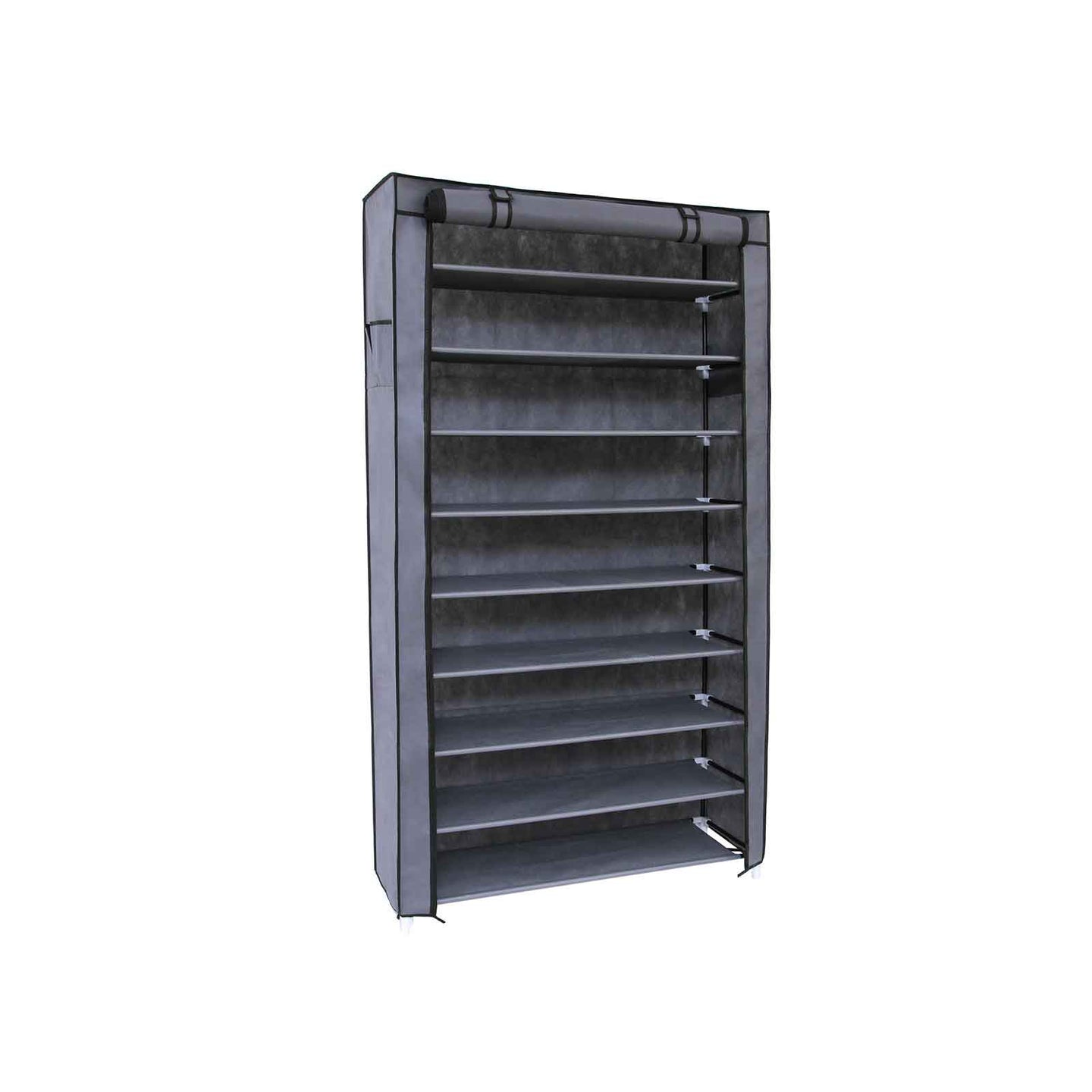 Shoe Rack - Fabric - Black - 10-Tier with Dustproof Cover