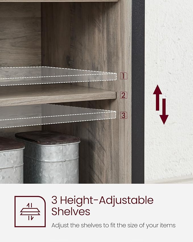 Kitchen Cabinet - Wood - Rustic Brown and Black - 2 Sliding Barn Doors