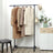 Extendable Garment Rack - Metal - Matte Black and Blue - Rolling Design with Thickened Hanging Rail