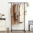 Extendable Garment Rack - Metal - Matte Black and Blue - Rolling Design with Thickened Hanging Rail
