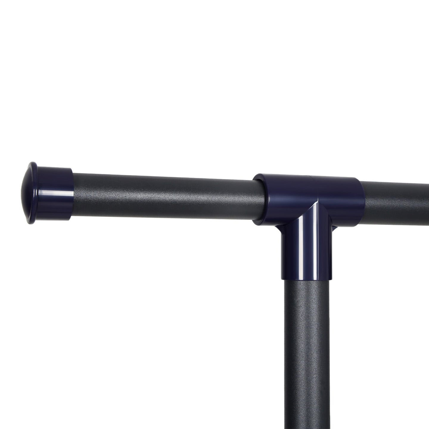 Extendable Garment Rack - Metal - Matte Black and Blue - Rolling Design with Thickened Hanging Rail