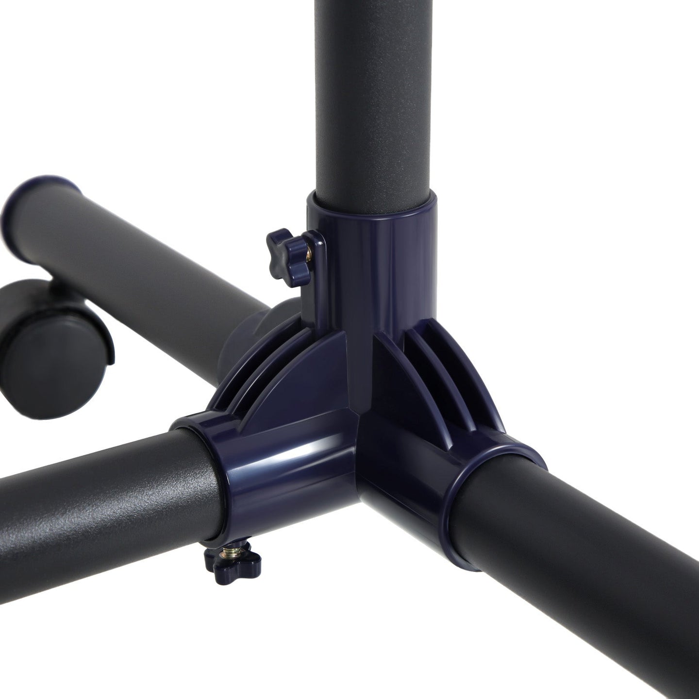 Extendable Garment Rack - Metal - Matte Black and Blue - Rolling Design with Thickened Hanging Rail