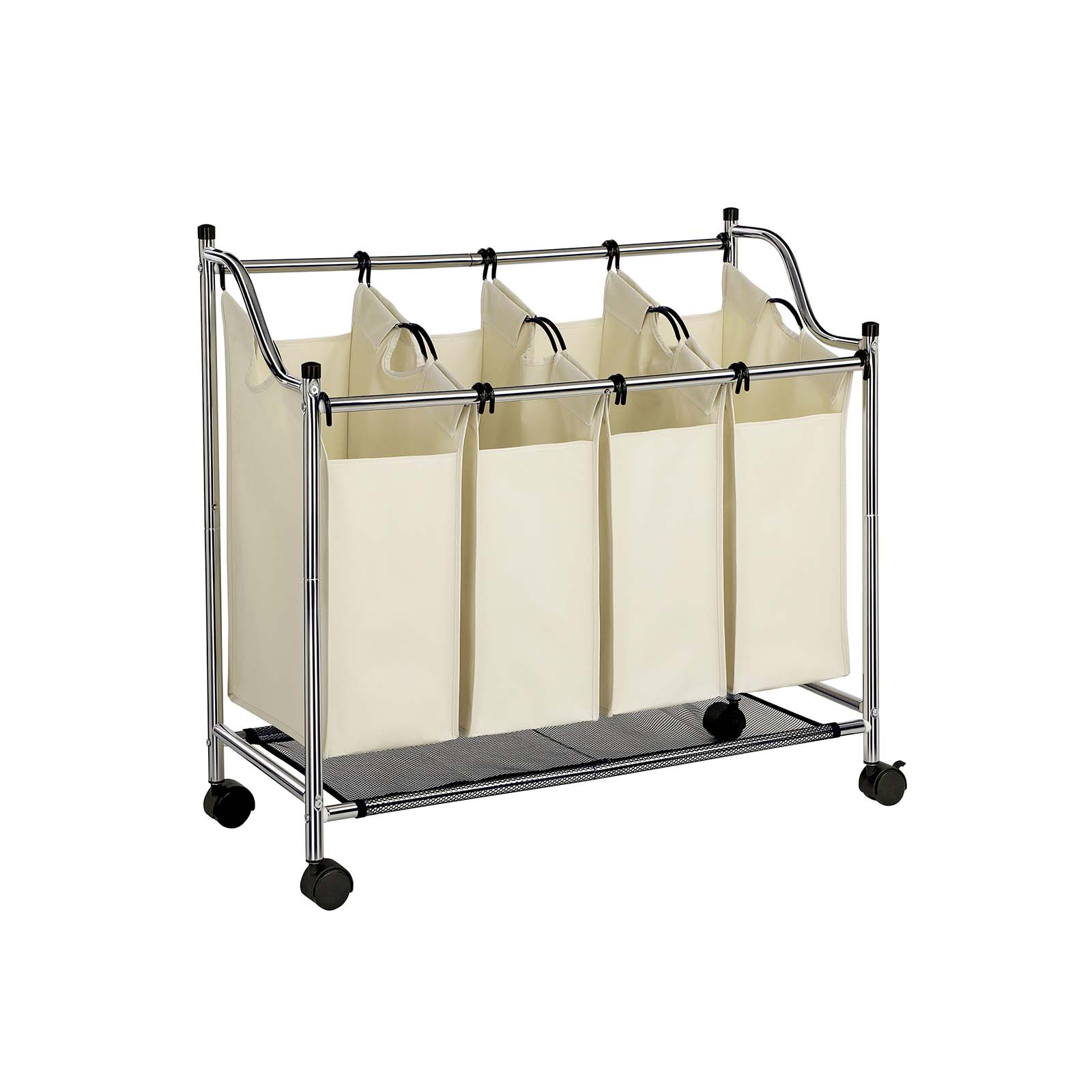 Laundry Cart - Fabric - Black - 4 Removable Bags