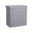 Double Laundry Hamper - Linenette Fabric - Grey - Divided Design with Magnetic Lid and Removable Liner