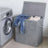 Double Laundry Hamper - Linenette Fabric - Grey - Divided Design with Magnetic Lid and Removable Liner