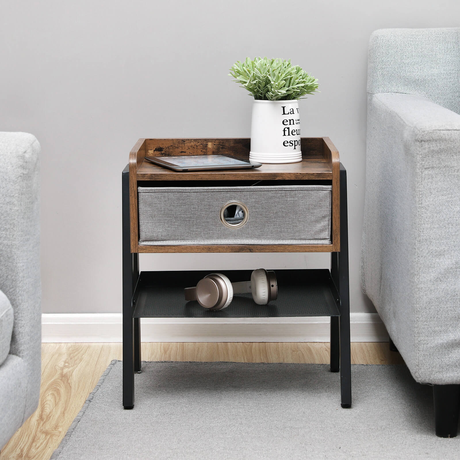 Side Table - Metal - Rustic Brown