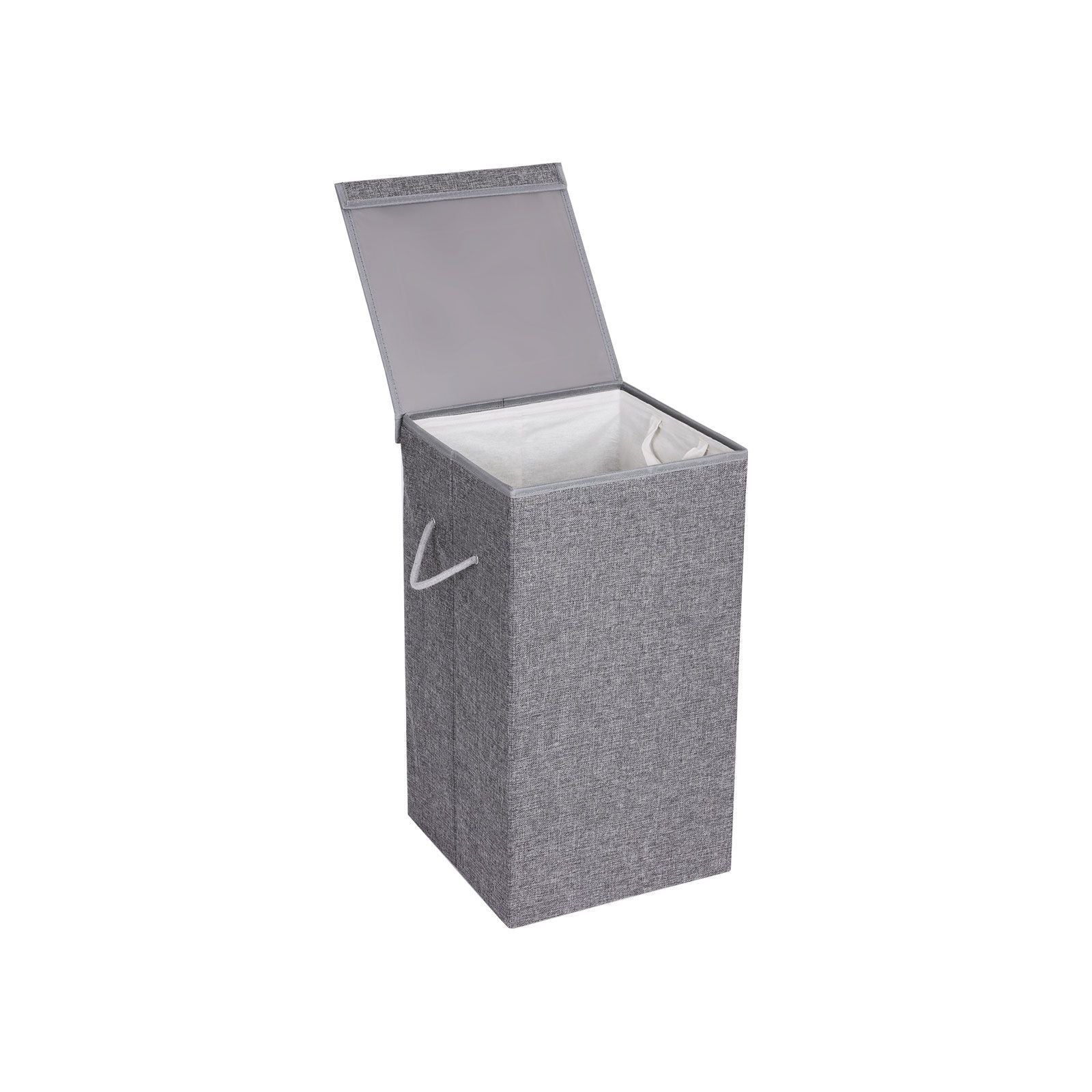Laundry Hamper - Linenette Fabric - Grey - 85L Capacity with Magnetic Lid and Removable Liner Bag
