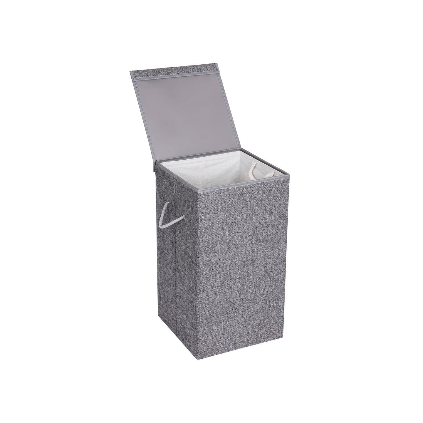 Laundry Hamper - Linenette Fabric - Grey - 85L Capacity with Magnetic Lid and Removable Liner Bag