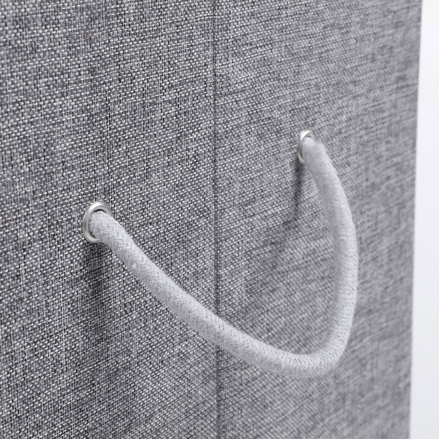 Laundry Hamper - Linenette Fabric - Grey - 85L Capacity with Magnetic Lid and Removable Liner Bag