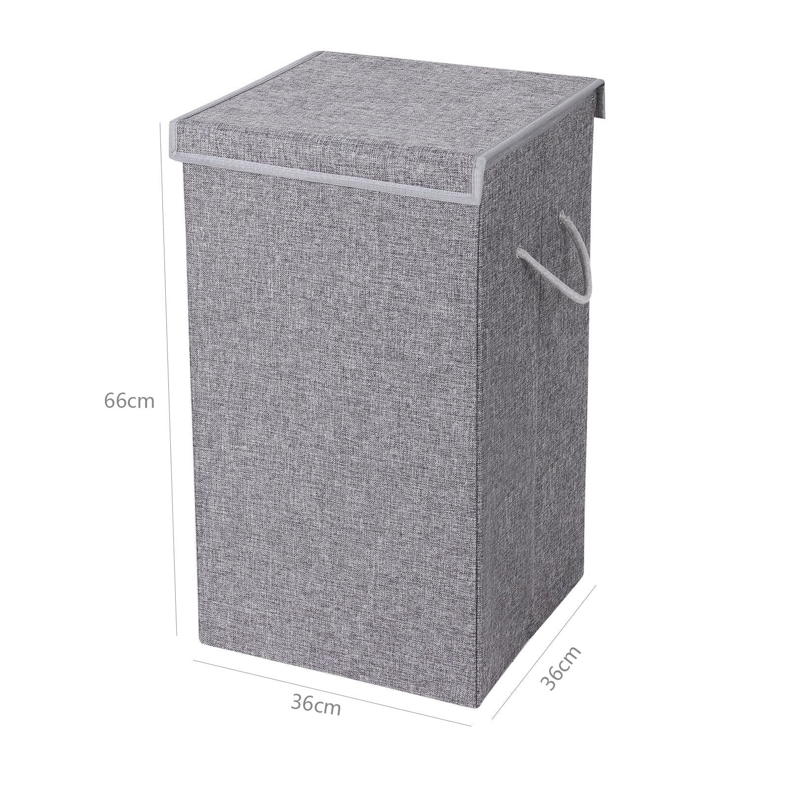 Laundry Hamper - Linenette Fabric - Grey - 85L Capacity with Magnetic Lid and Removable Liner Bag