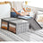 Fabric Storage Boxes Set - Fabric - Grey - Set of 3 with Clear Front Window and Lid