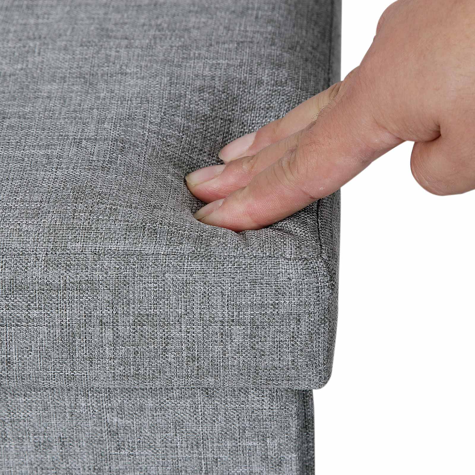 Fabric Storage Ottoman - Linen Fabric - Light Grey - Versatile Folding Toy Box