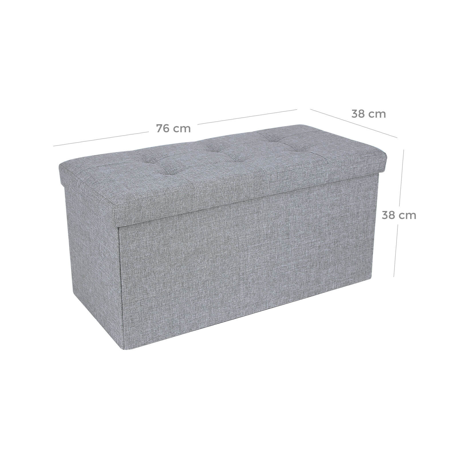 Fabric Storage Ottoman - Linen Fabric - Light Grey - Versatile Folding Toy Box