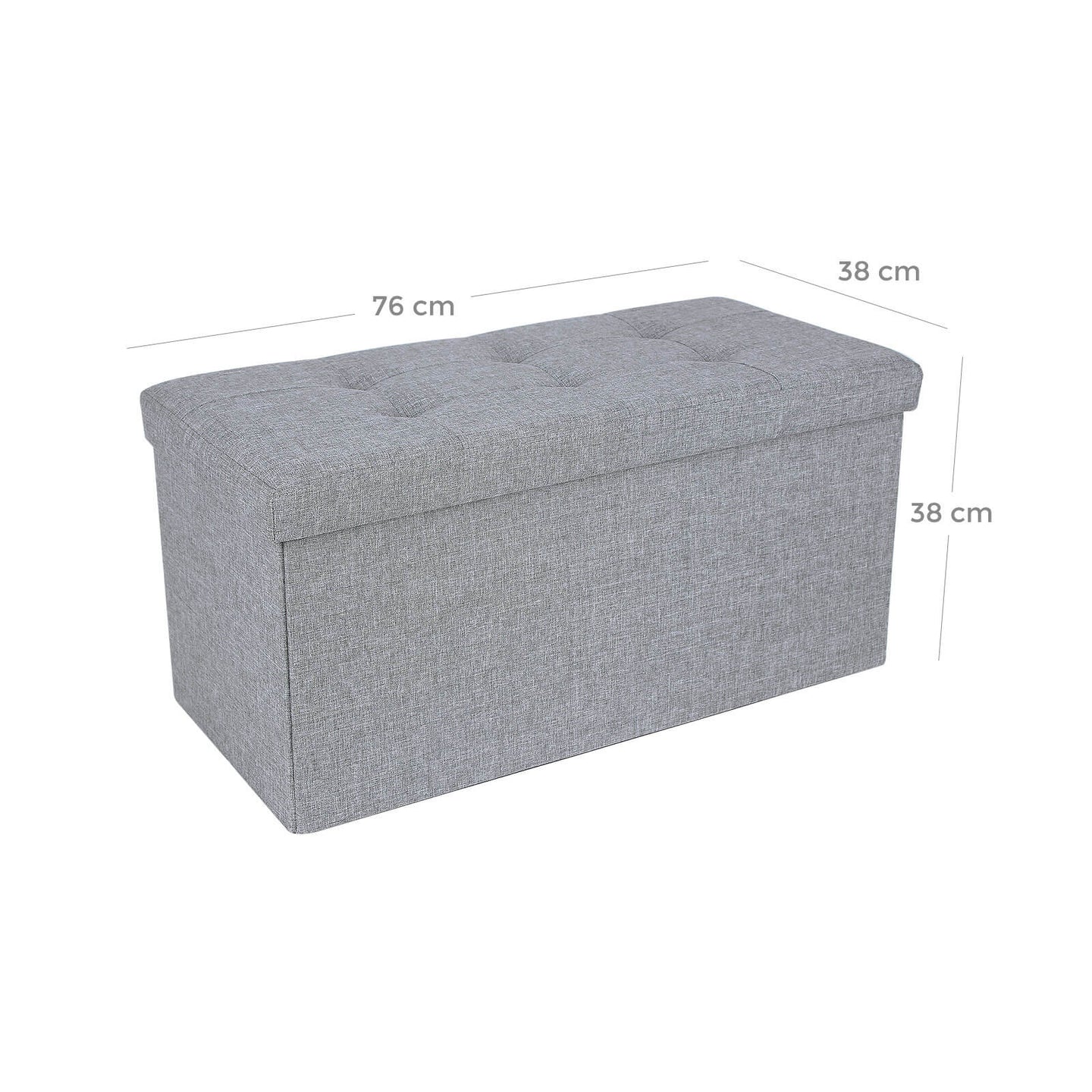 Fabric Storage Ottoman - Linen Fabric - Light Grey - Versatile Folding Toy Box