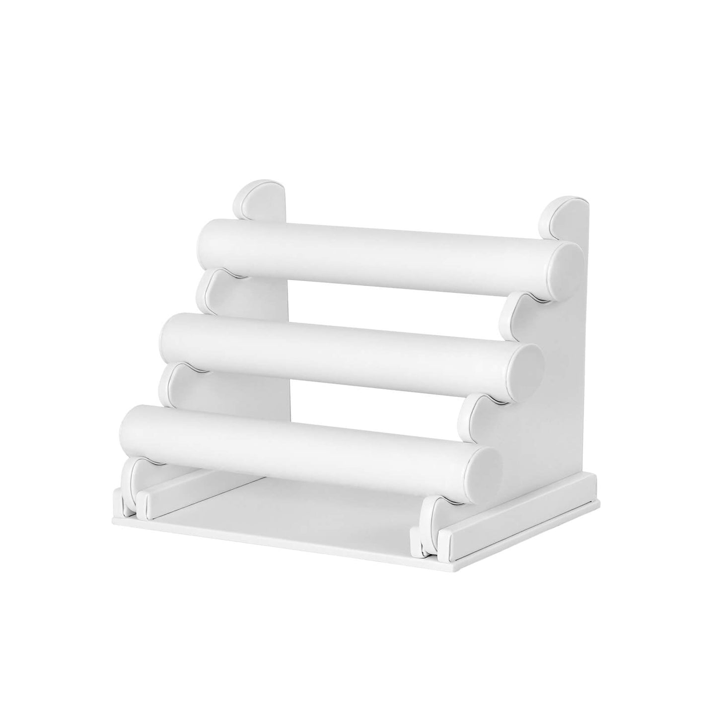 Jewellery Stand - Faux Leather - White - 3-Bar Organizer for Bracelets and Necklaces
