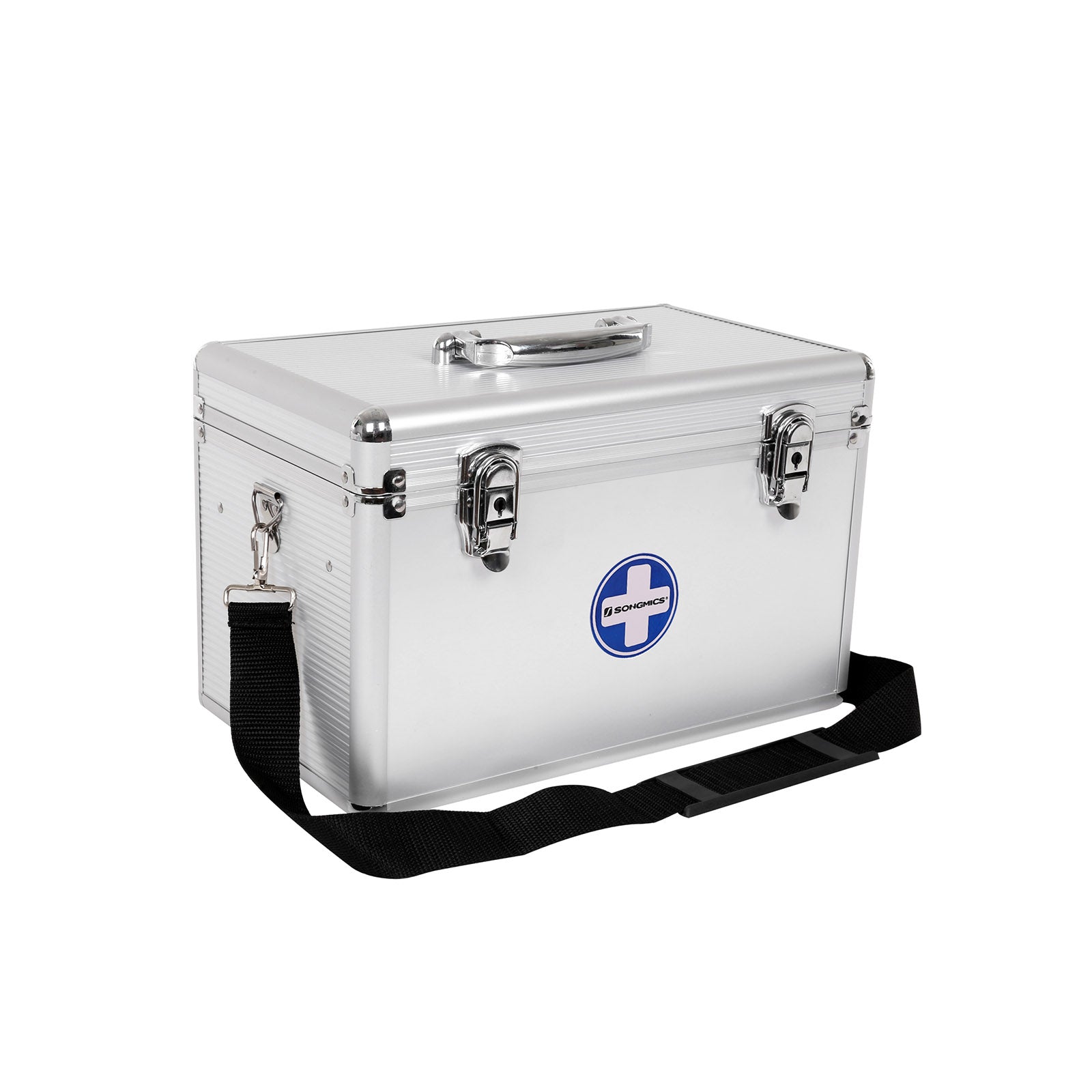 First Aid Medicine Case - ABS - Silver - Portable with Carry Handle and Strap