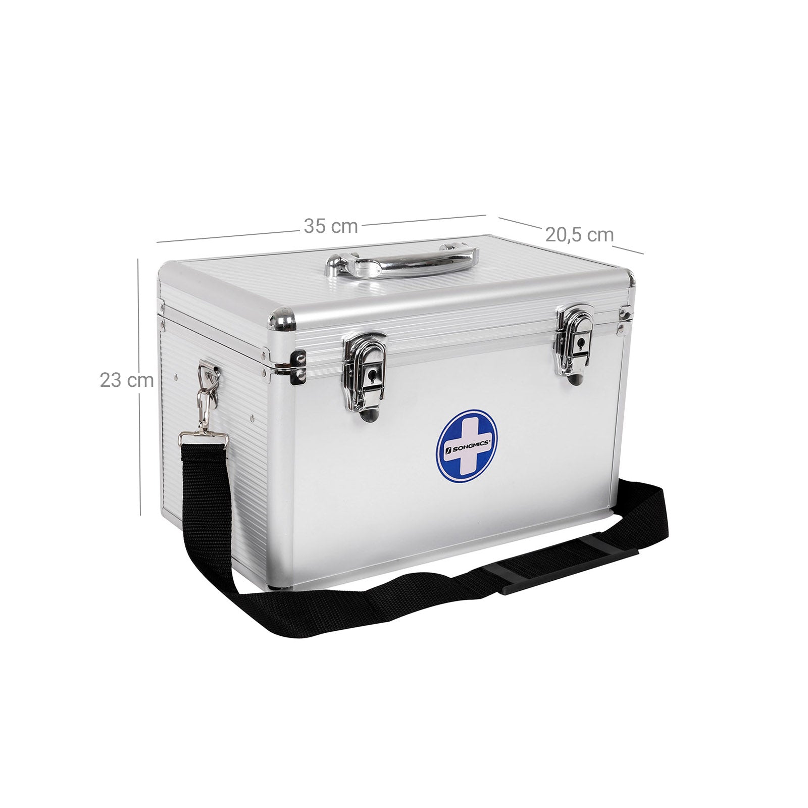 First Aid Medicine Case - ABS - Silver - Portable with Carry Handle and Strap