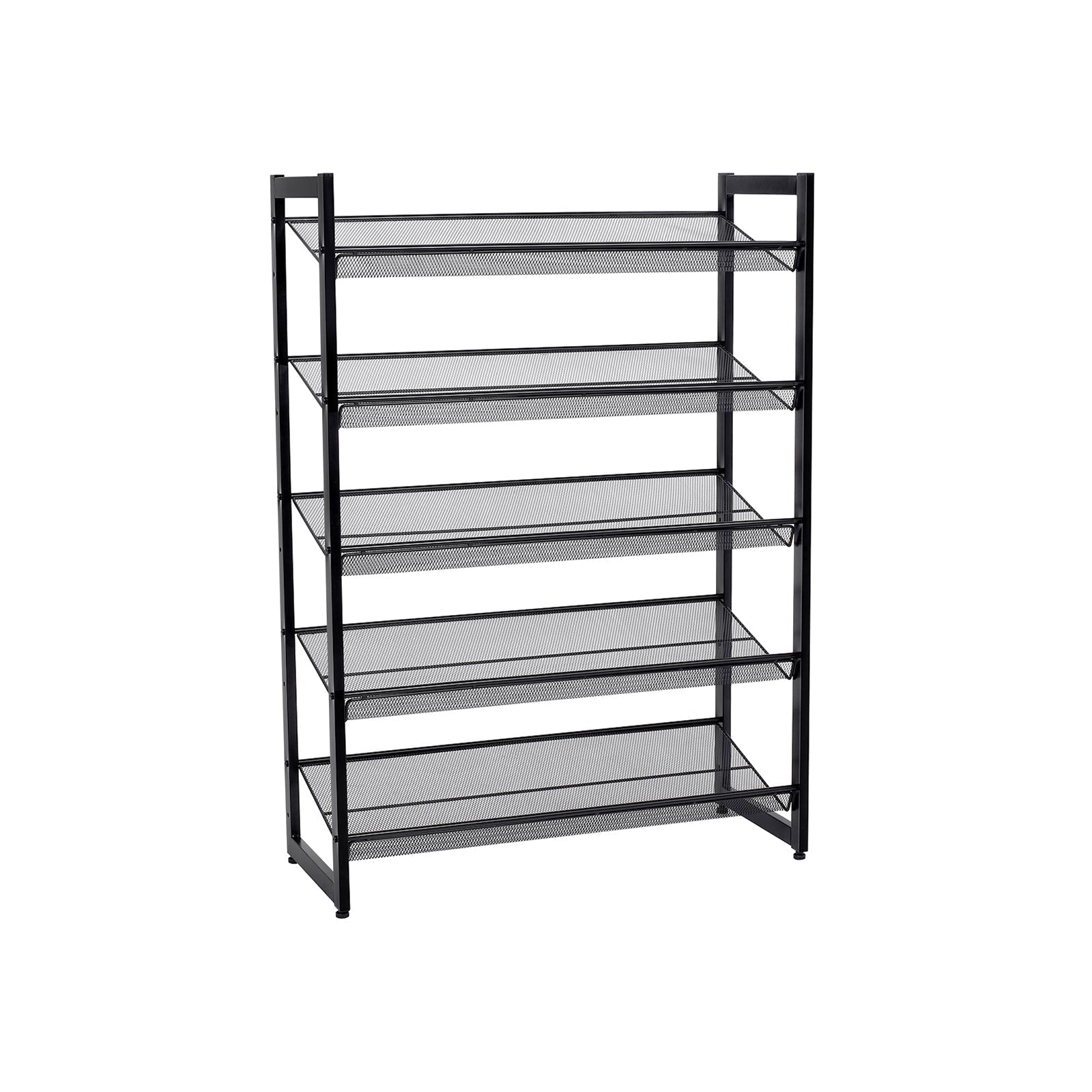 Shoe Rack - Metal Mesh - Cool Grey - 5-Tier Stackable Design for 15 to 20 Pairs