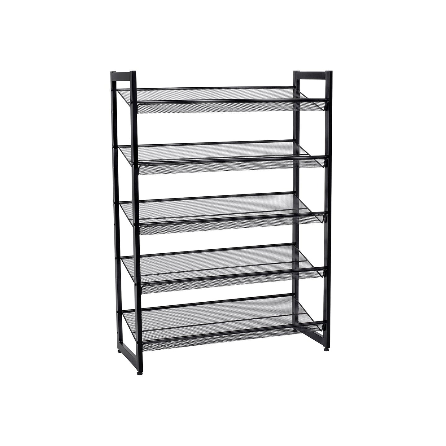 Shoe Rack - Metal Mesh - Cool Grey - 5-Tier Stackable Design for 15 to 20 Pairs