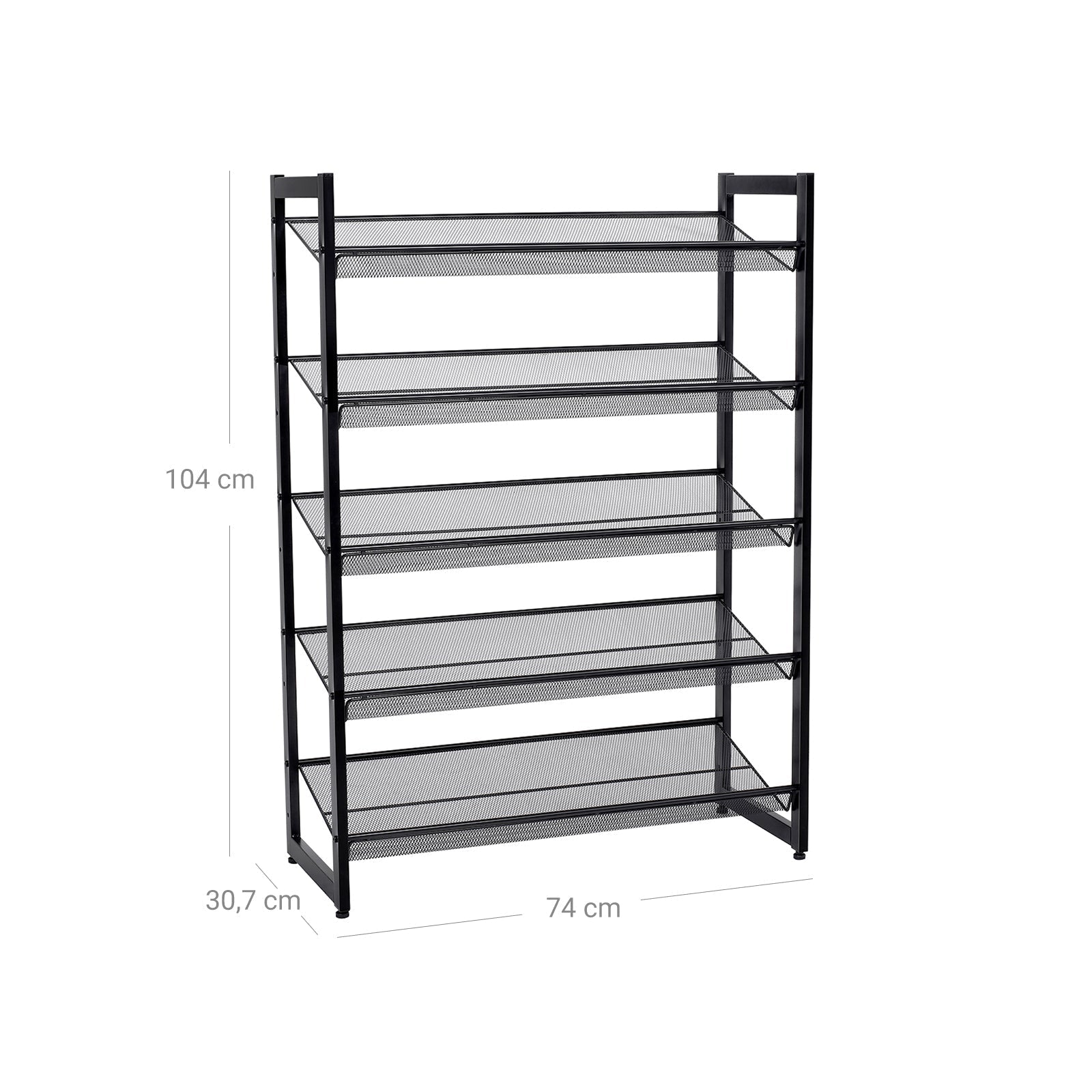 Shoe Rack - Metal Mesh - Cool Grey - 5-Tier Stackable Design for 15 to 20 Pairs