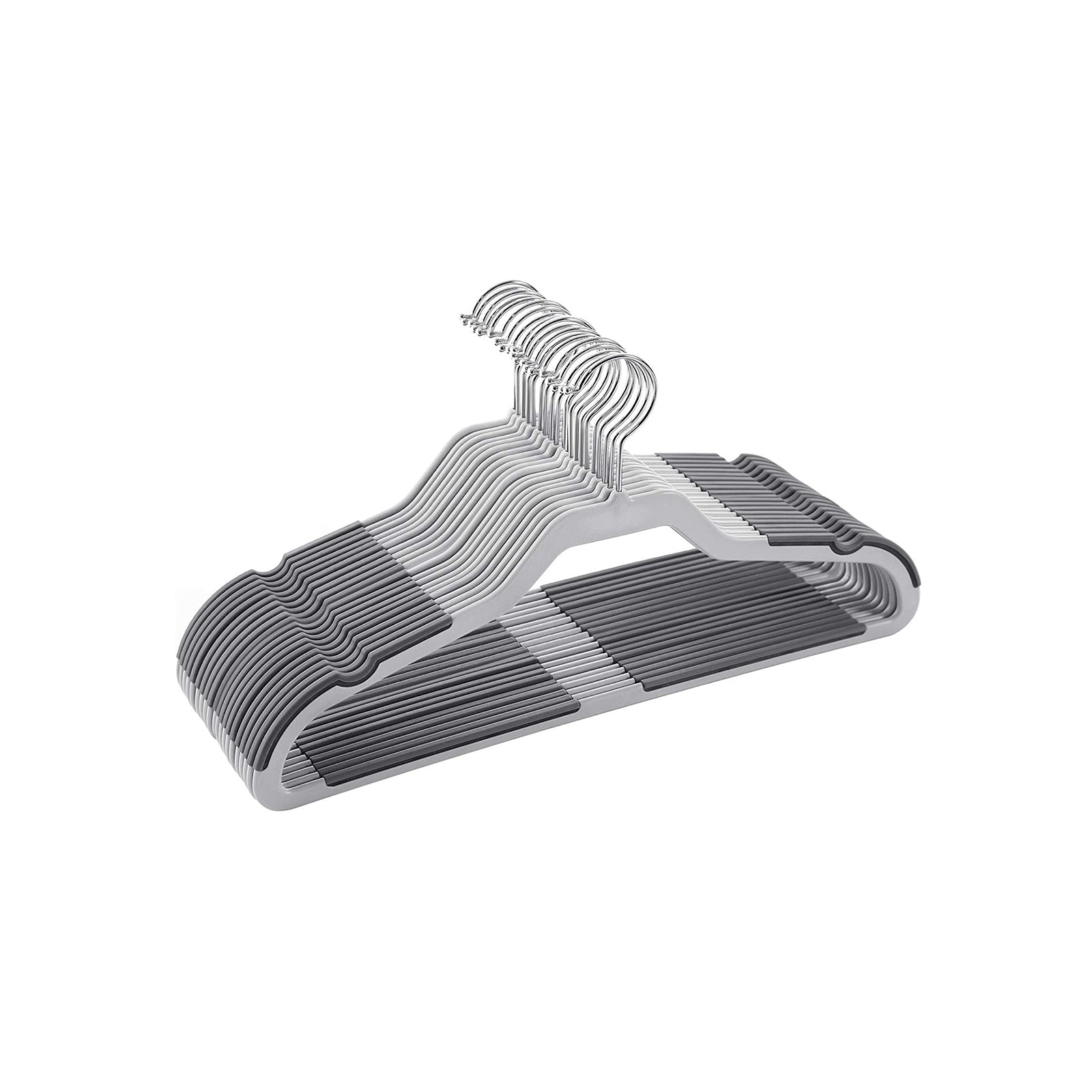 Suit Hangers - Plastic - Grey - Flat-Head Design with 360° Swivel Hook and Non-Slip Protection