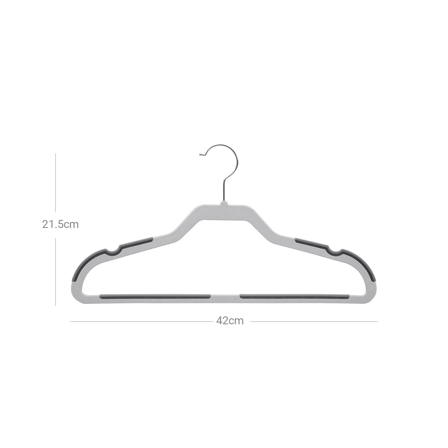 Suit Hangers - Plastic - Grey - Flat-Head Design with 360° Swivel Hook and Non-Slip Protection
