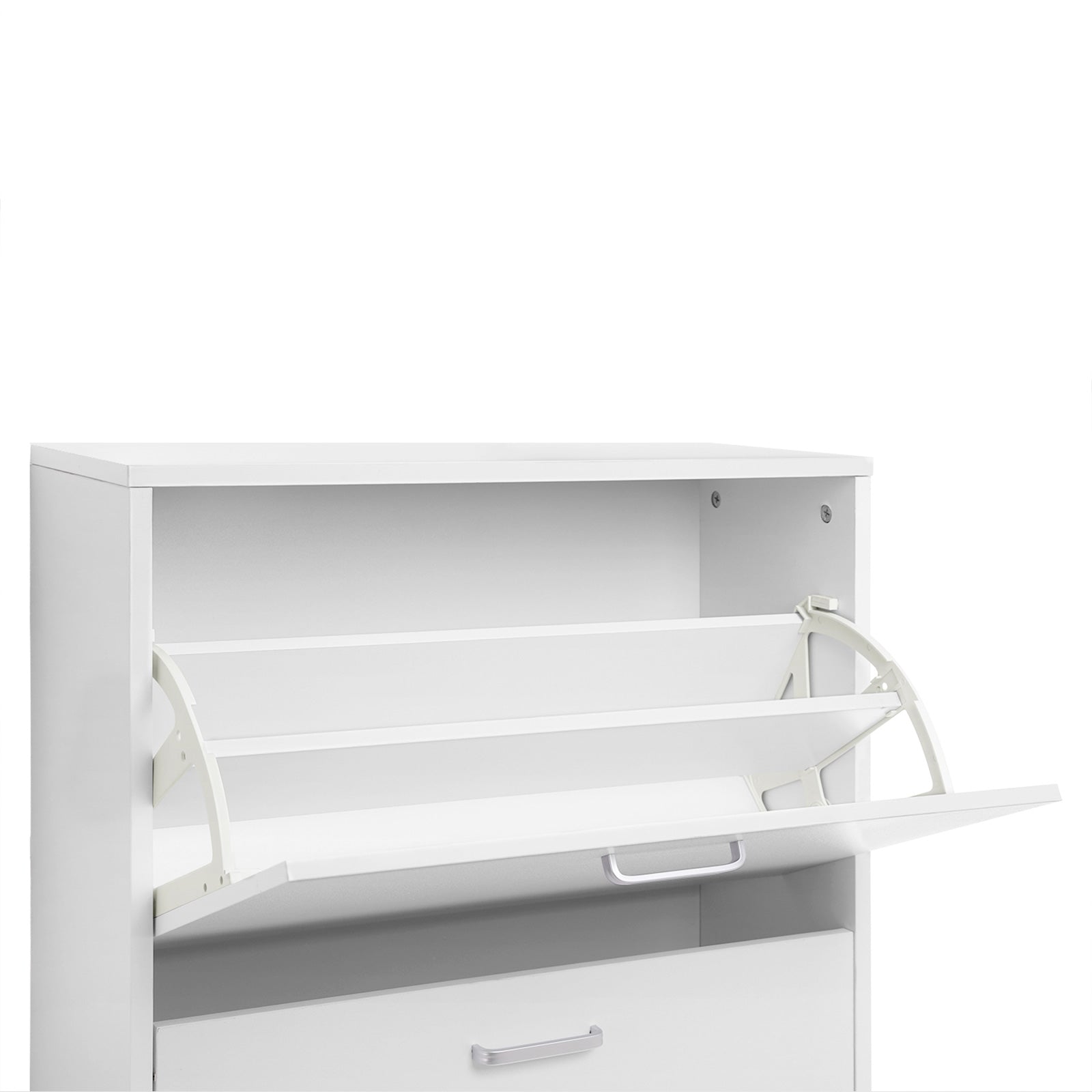 Shoe Cabinet - Engineered Wood - White - 2 Flip Doors for Boot and Heel Storage