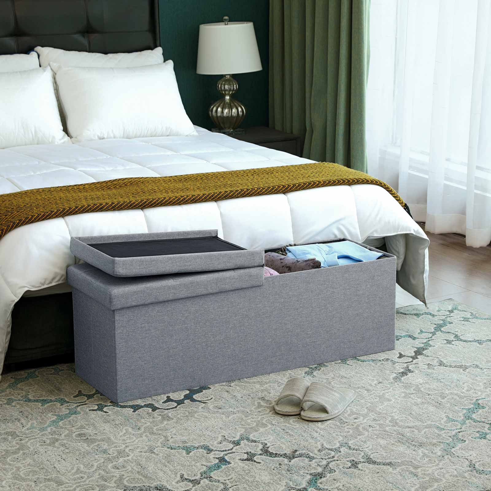 Storage Ottoman - Fabric - Light Grey - 120L Capacity