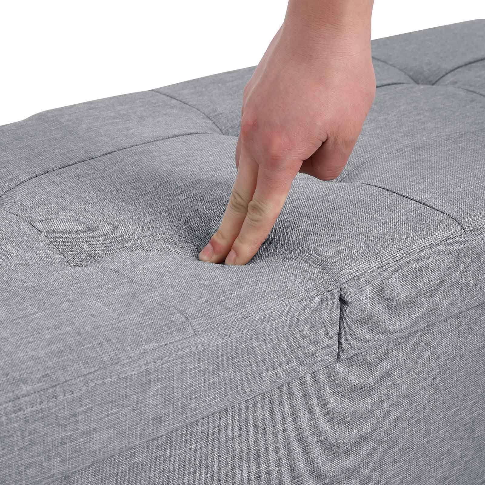 Storage Ottoman - Fabric - Light Grey - 120L Capacity