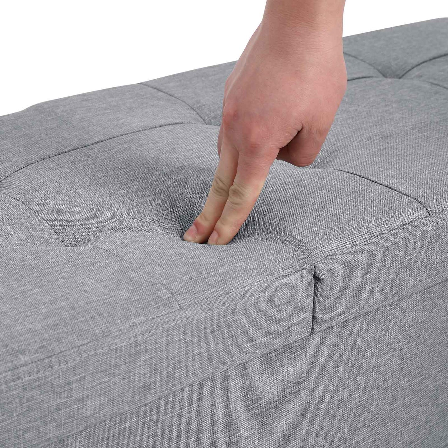 Storage Ottoman - Fabric - Light Grey - 120L Capacity