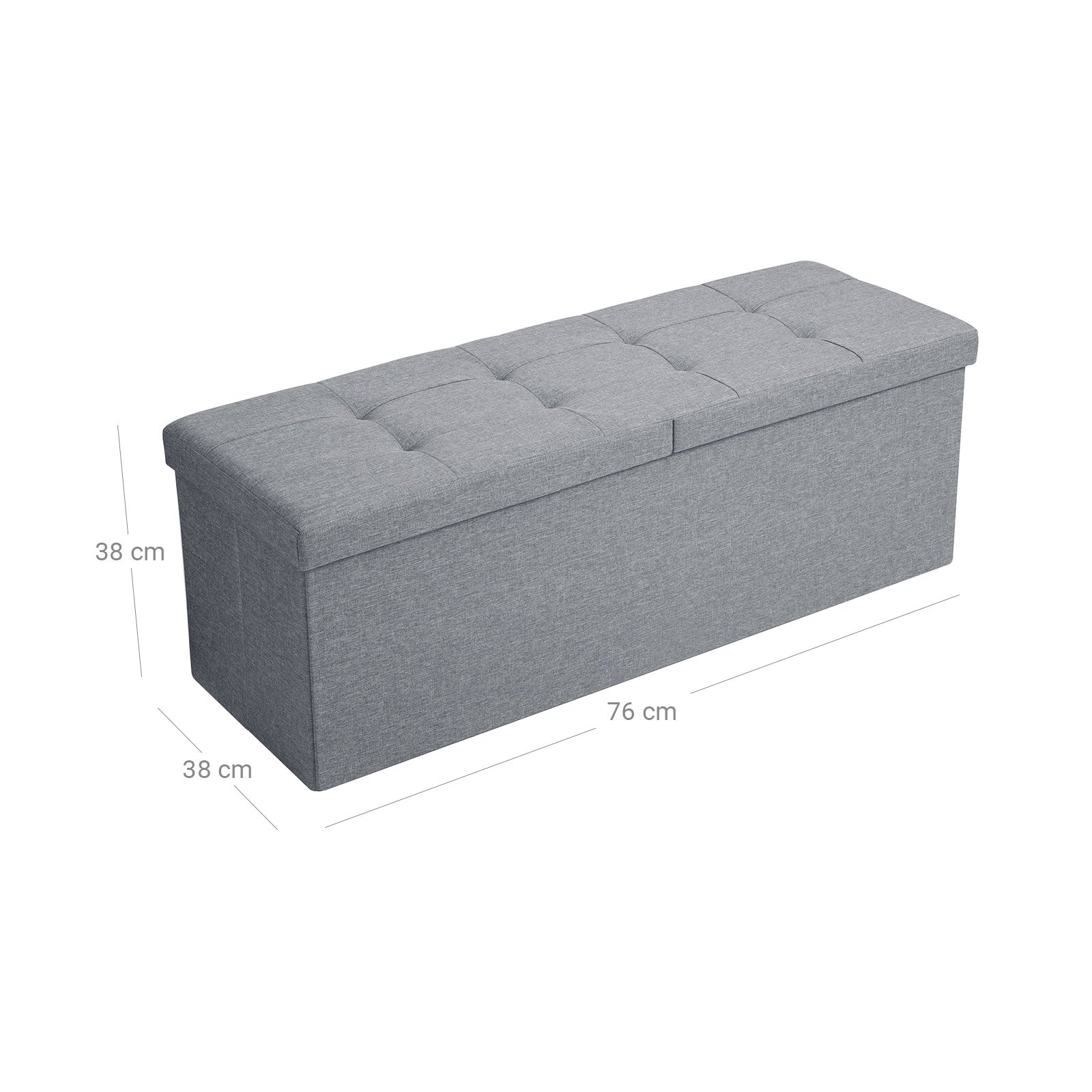 Storage Ottoman - Fabric - Light Grey - 120L Capacity