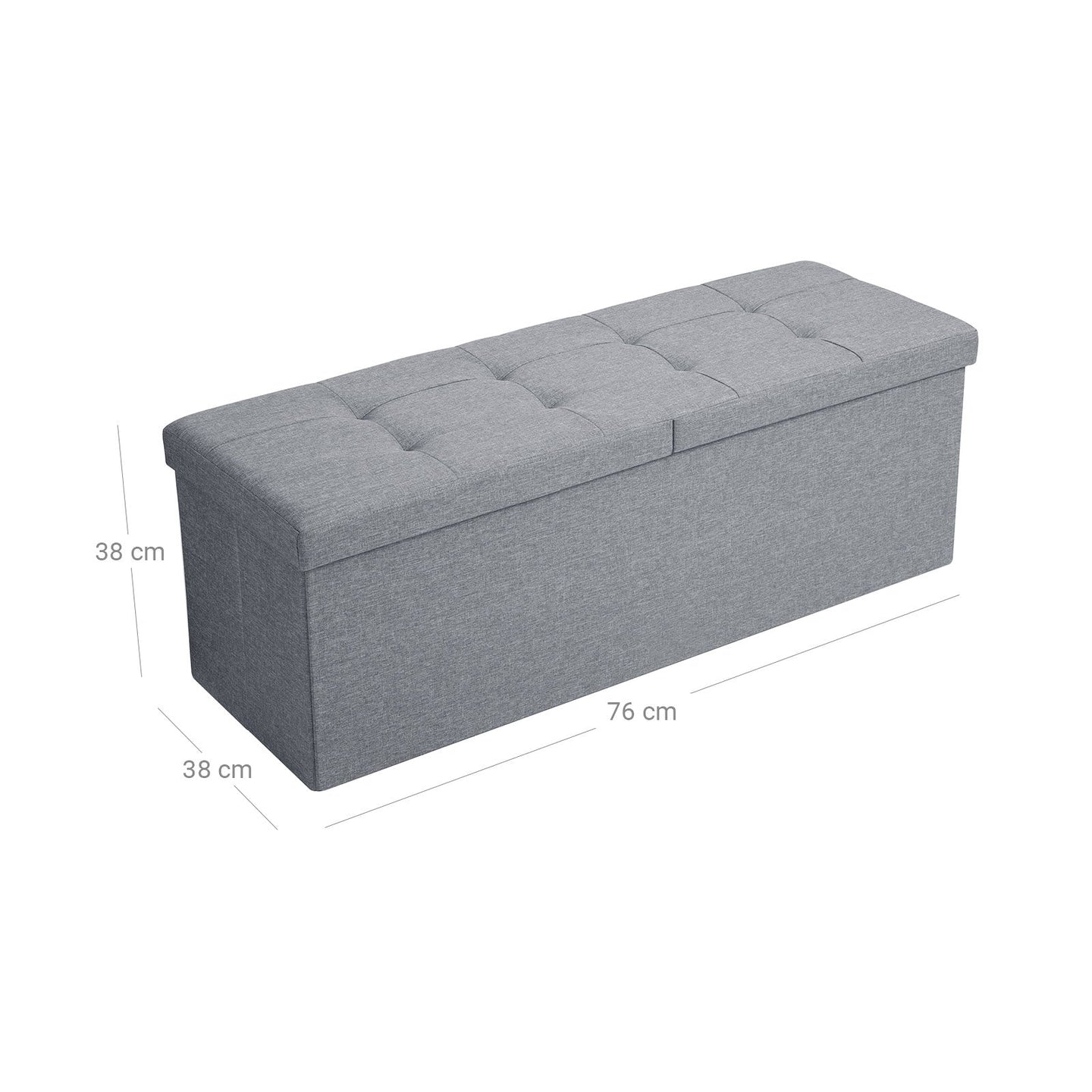 Storage Ottoman - Fabric - Light Grey - 120L Capacity
