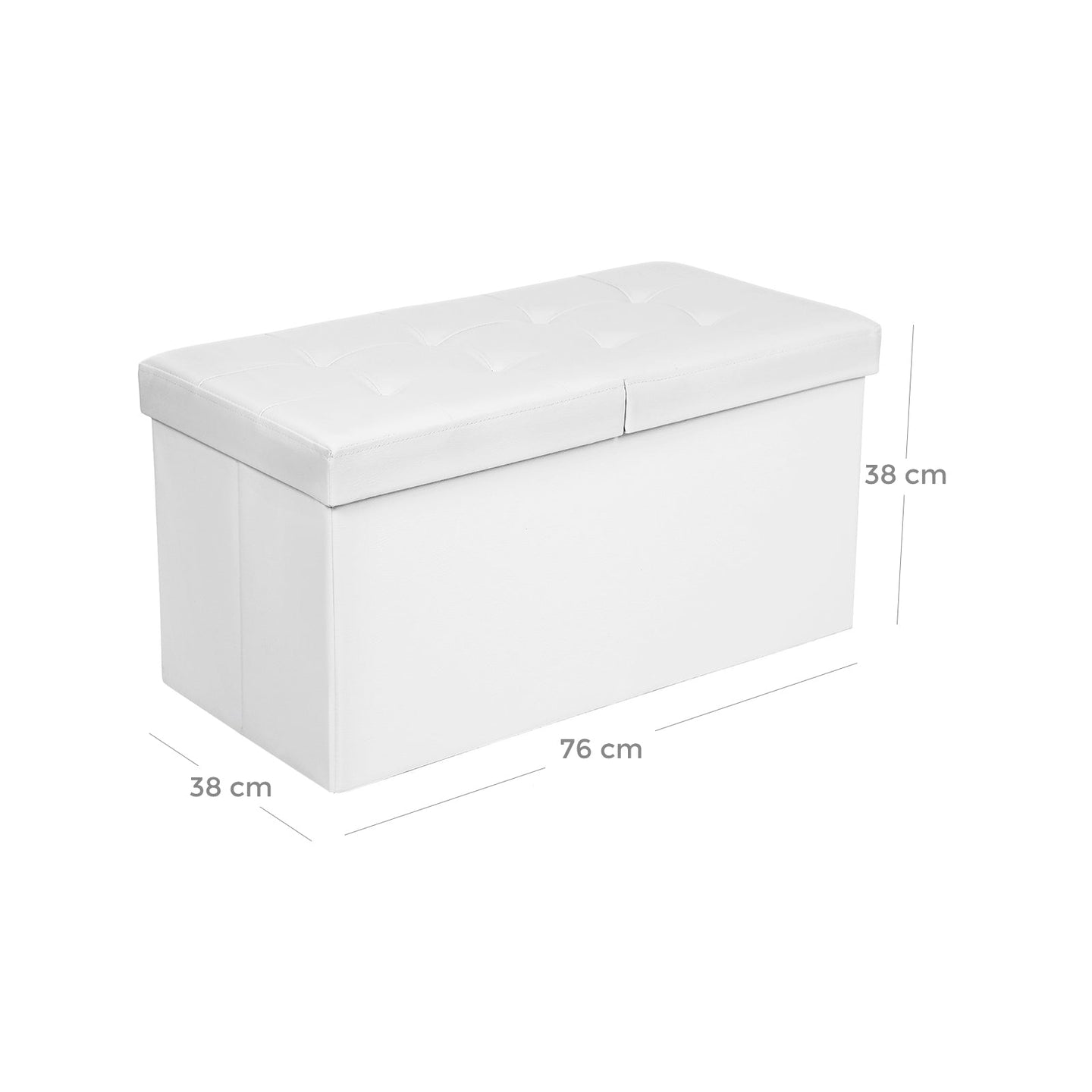 Ottoman Bench - PU Leather - Black - Folding with Storage Space