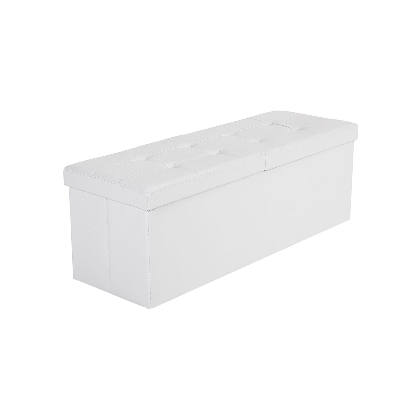 Folding Storage Ottoman Bench - Fabric - White - Foldable with High Load Capacity