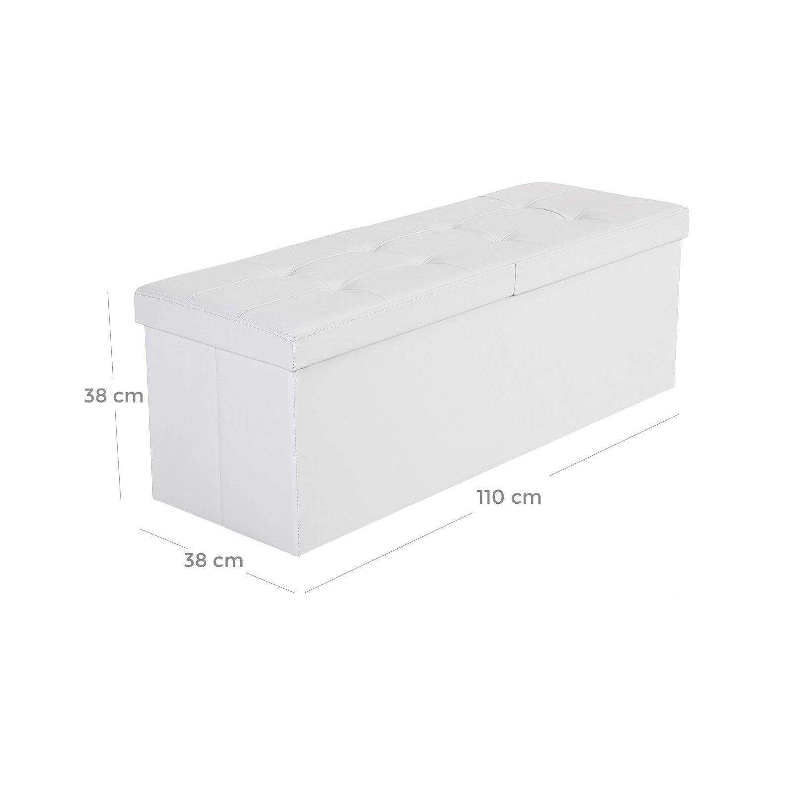 Folding Storage Ottoman Bench - Fabric - White - Foldable with High Load Capacity
