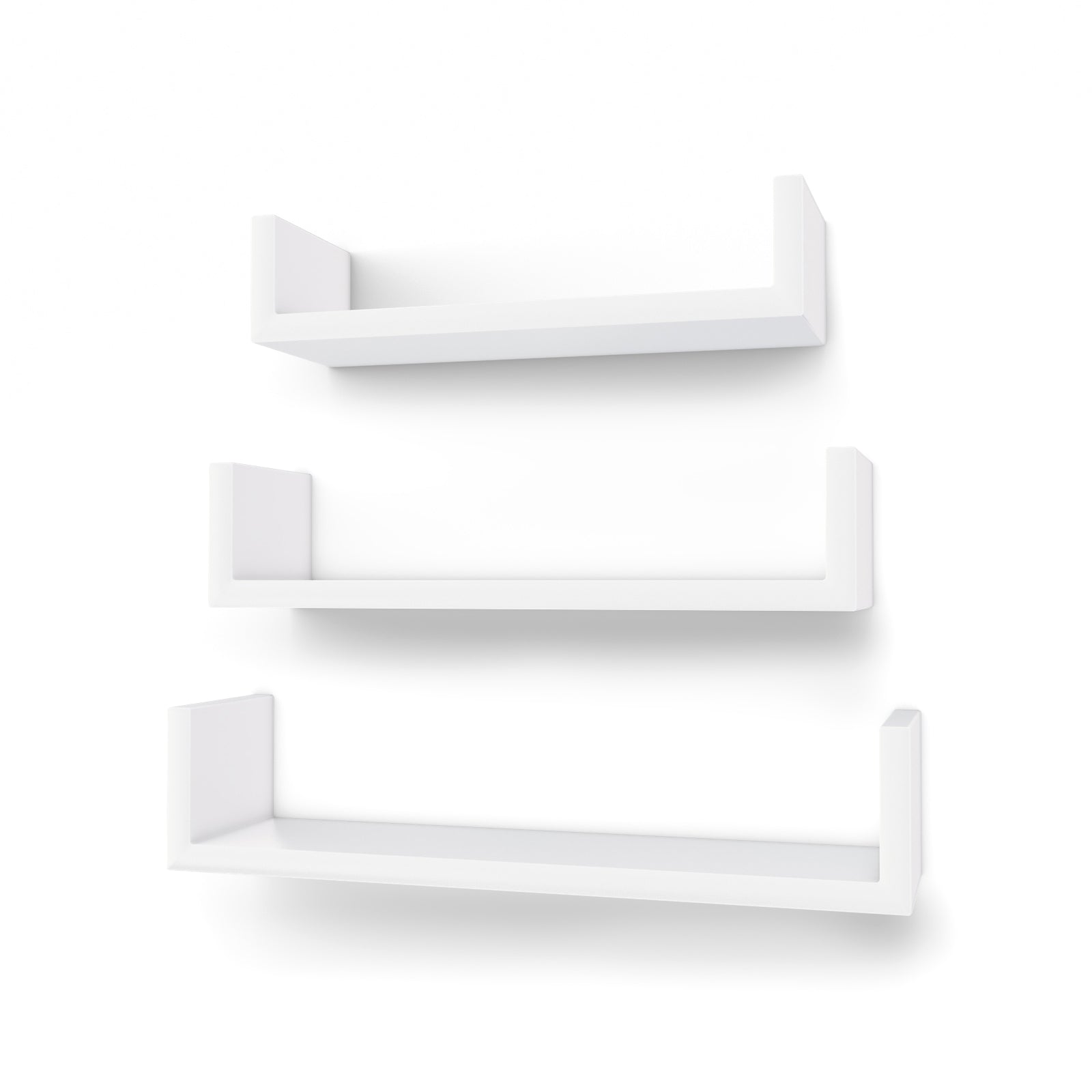 Floating Wall Shelves - MDF - Black - Modern High Gloss Finish with Invisible Mounting