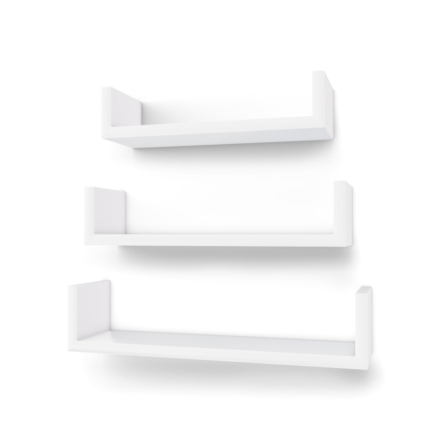 Floating Wall Shelves - MDF - Black - Modern High Gloss Finish with Invisible Mounting