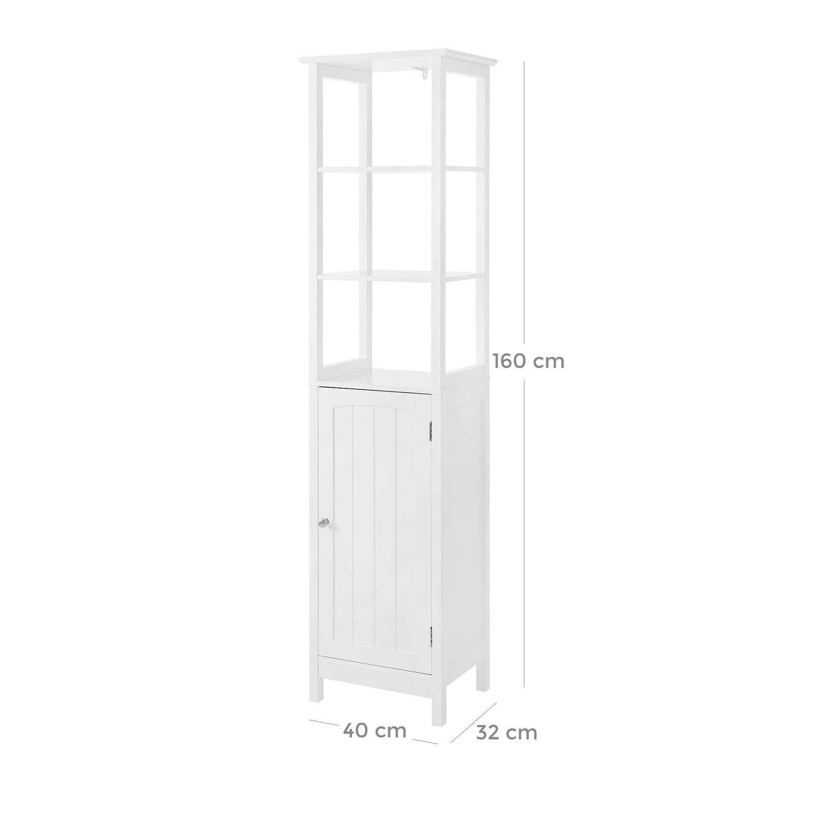 Multifunctional Tall Cabinet - Wood - White - 3-Tier Storage for Bathroom