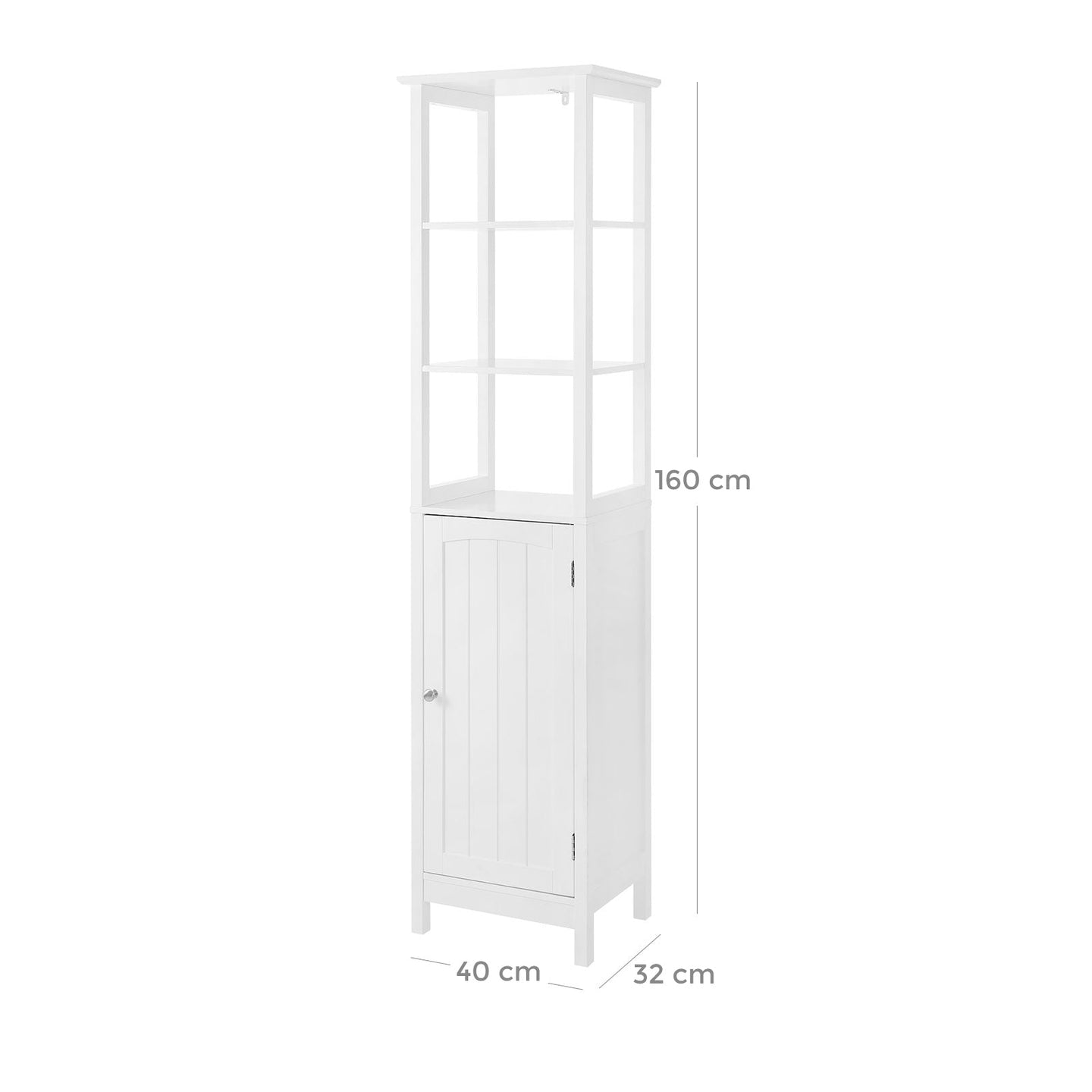 Multifunctional Tall Cabinet - Wood - White - 3-Tier Storage for Bathroom