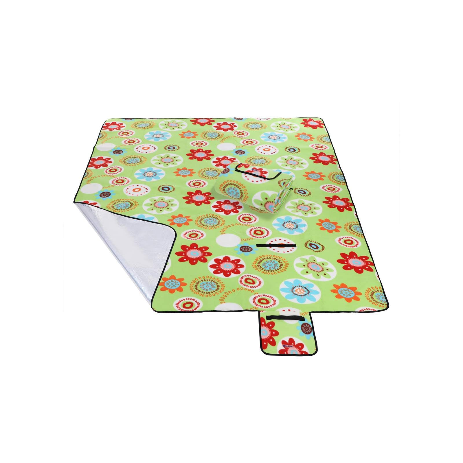 Flower Pattern Picnic Blanket - flannel + foam + aluminized film - White
