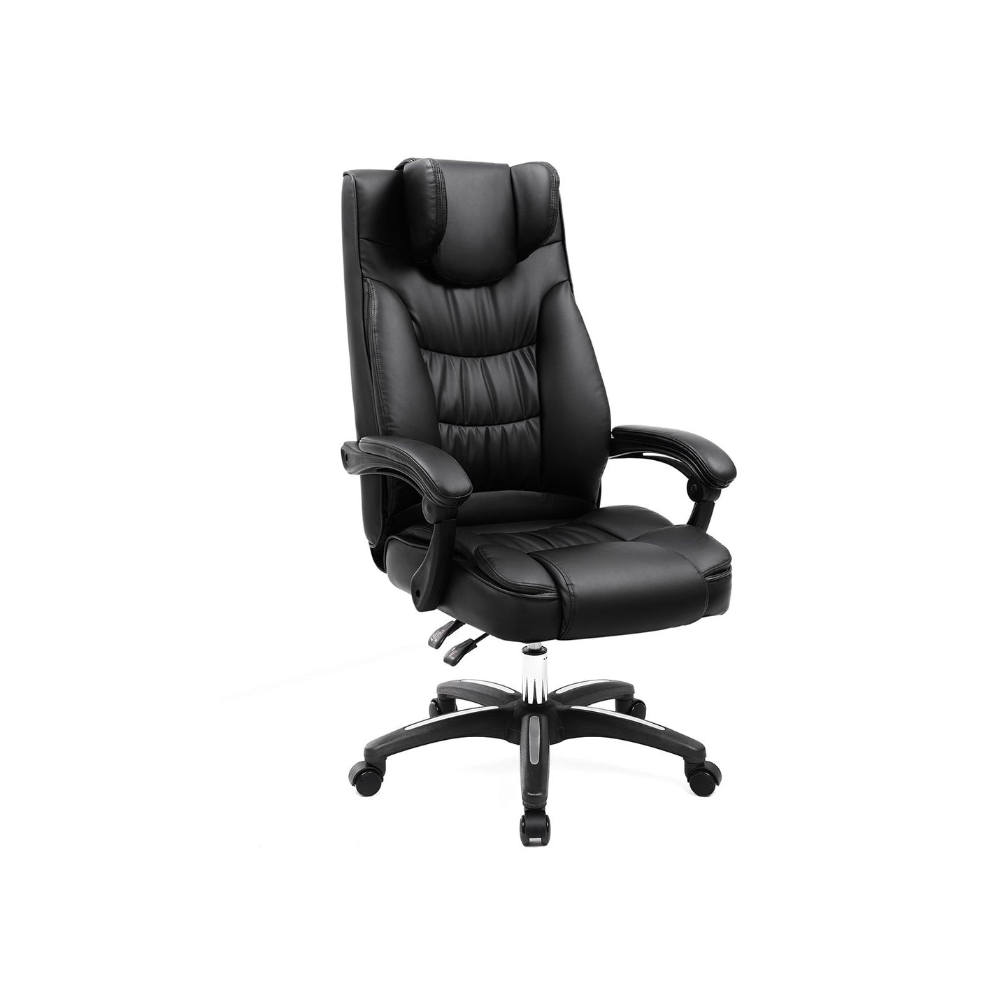 Executive Office Chair - PU Leather - Black - Foldable Headrest with Ergonomic Design