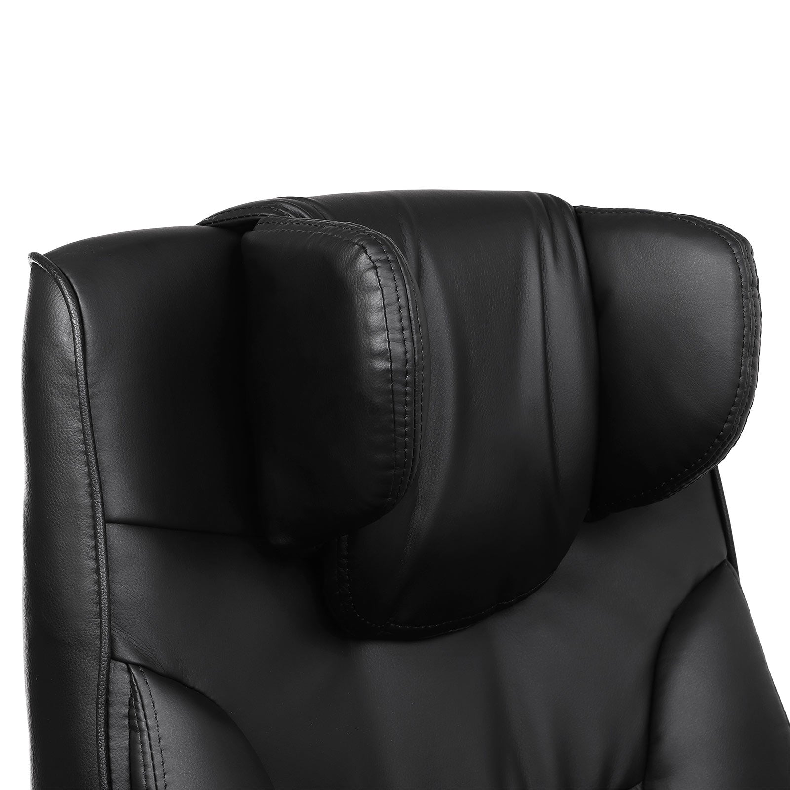 Executive Office Chair - PU Leather - Black - Foldable Headrest with Ergonomic Design
