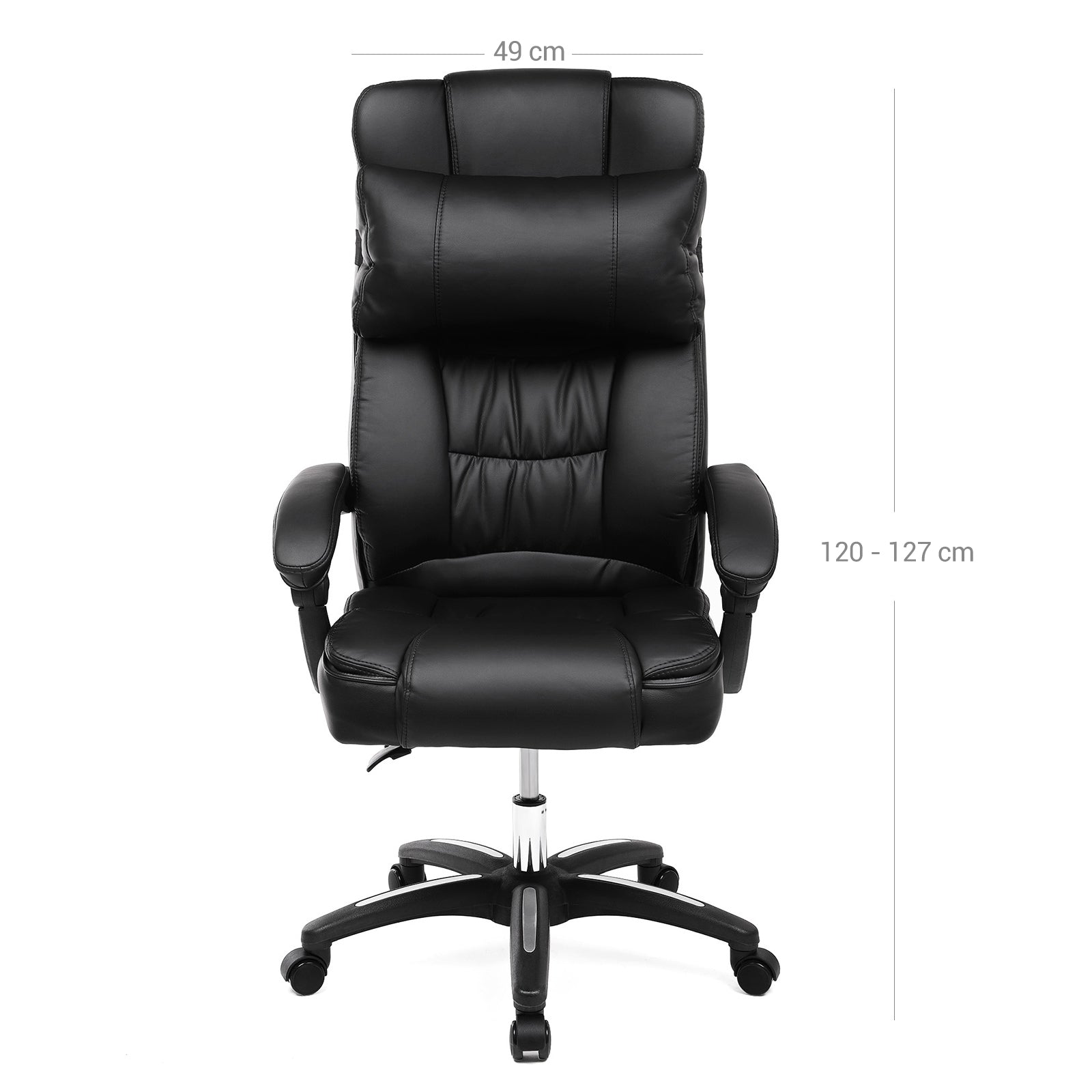 Executive Office Chair - PU Leather - Black - Foldable Headrest with Ergonomic Design