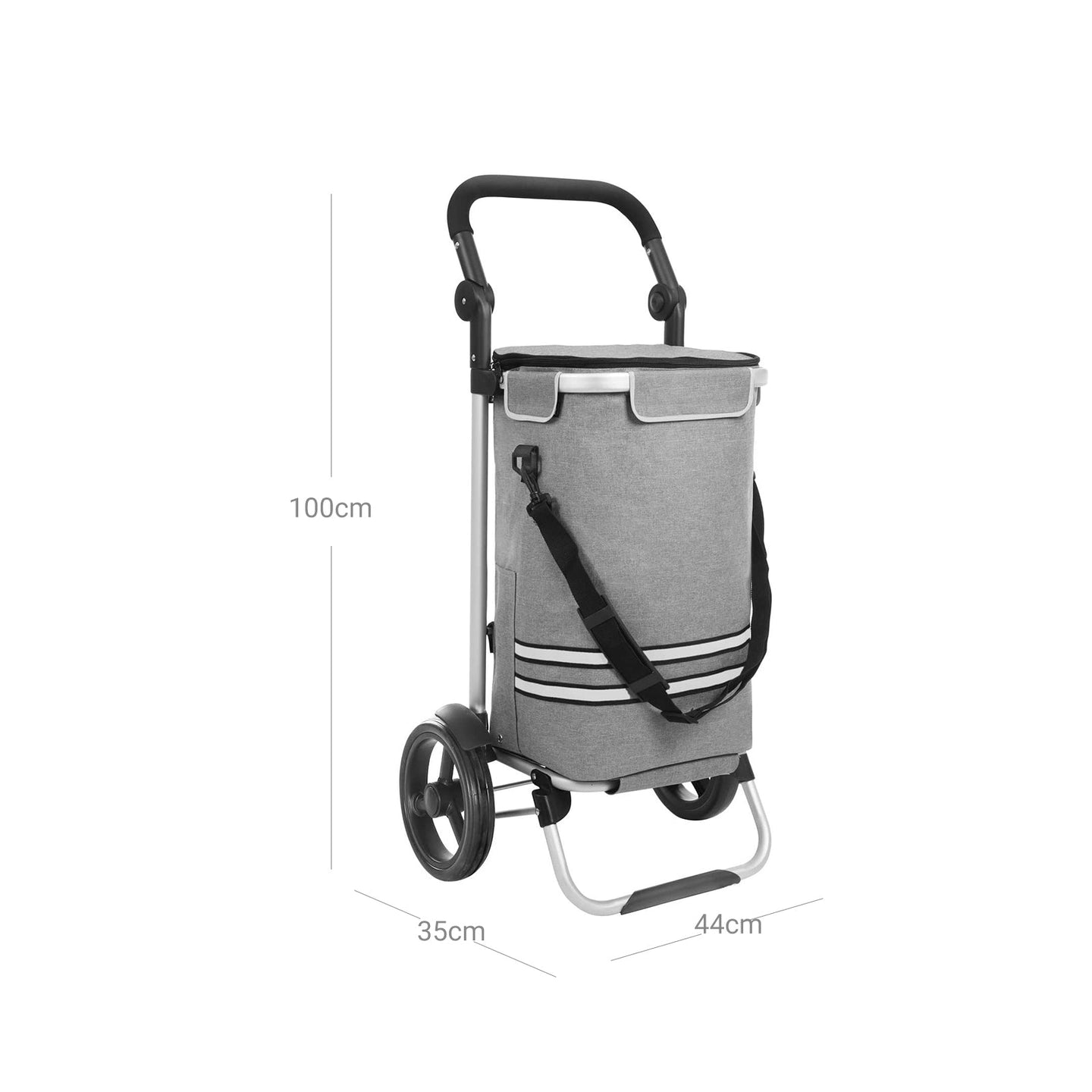 Foldable Shopping Cart - Grey - Solid Material